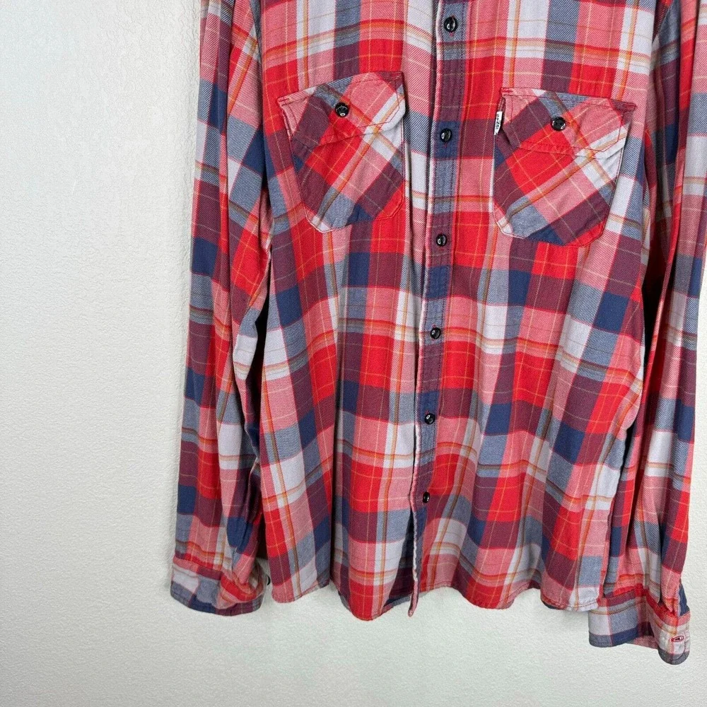 Levi's Men's Standard Fit Plaid Flannel Button Up Shirt Long Sleeve Multi Size L
